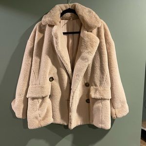 Free people blush Teddy jacket size small